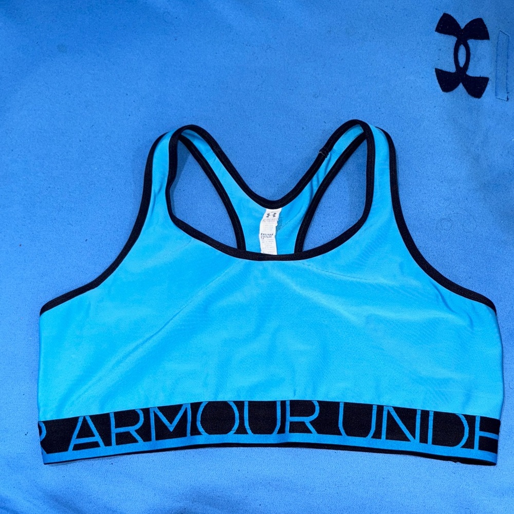 Under Armour Light Blue Sports Bra with Black Trim